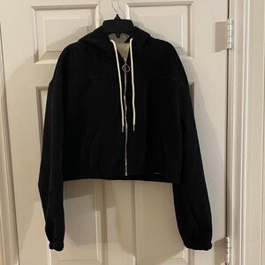 SHEIN Black Hooded Bomber Jacket